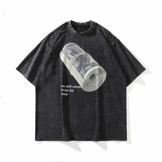 Bundles of Ambition: Oversized Distressed Black T-Shirt